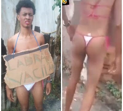 Acusado de roubar motorista por aplicativo é obrigado a desfilar de fio dental em Salvador