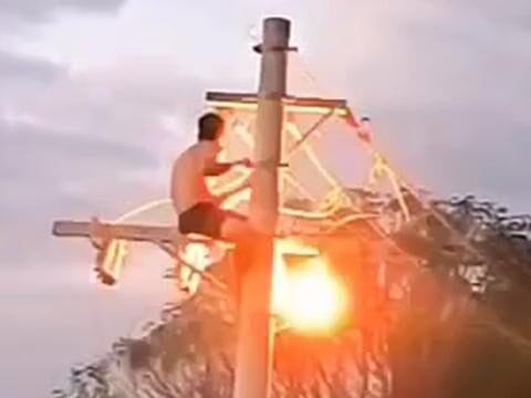 Homem leva choque elétrico ao subir em poste em Hortolândia (SP)