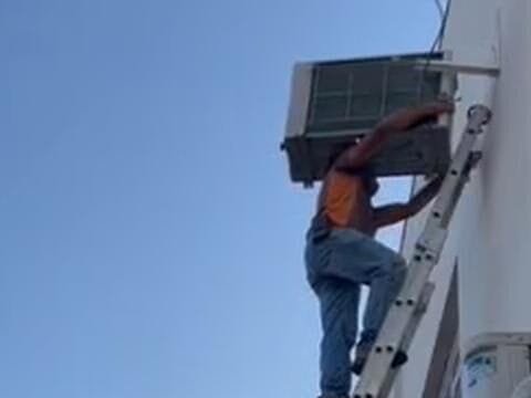 Técnico cai de altura ao gravar vídeo para TikTok durante instalação de ar-condicionado em São Paulo