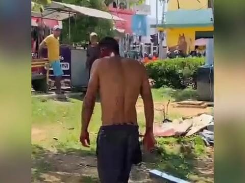 Homem leva facãozada no rosto durante briga na Praça do Cidadão, em Parauapebas