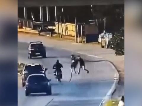 Cenas Lindas: Karma na autopista – ladrão atropelado após tentativa de roubo